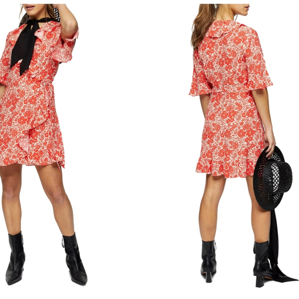 Topshop Ruffle Wrap Mini Dress